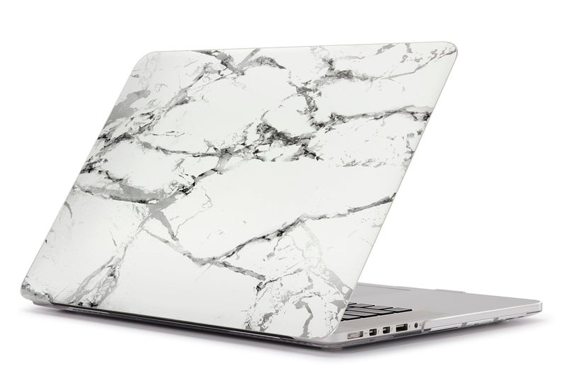 UESWILL Marble Pattern Smooth Hard Case Cover Compatible with MacBook Pro 15 inch with Retina Display (NO Touch Bar, NO CD-ROM) Model A1398 + Microfibre Cleaning Cloth, (White/Grey) - Image 4